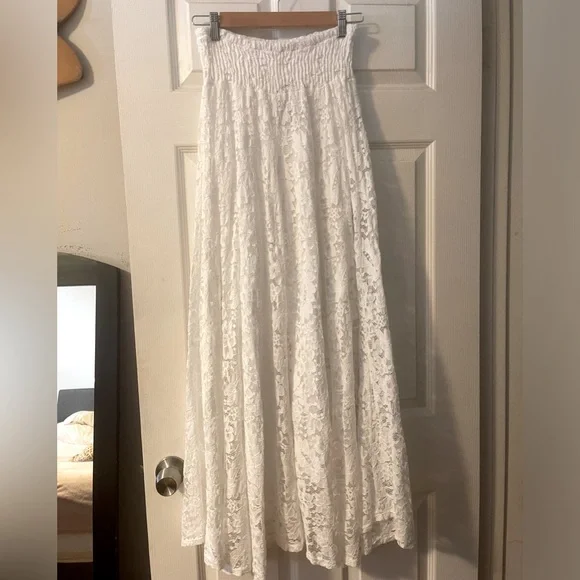 High rise super wide leg Lace pants white Size L - Picture 6 of 17